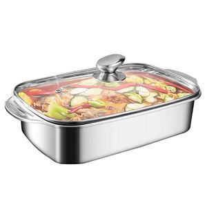 Plat à four rectangulaire en acier inoxydable avec couvercle, grande taille, résistant au four, pour cuisiner et servir - Product Image 5