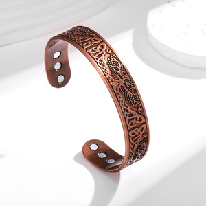 <b>Copper</b> Alloy Viking Tree Pattern Cuff <b>Bracelet</b> Unisex Gift Jewelry Open Adjustable Design - Product Image 3