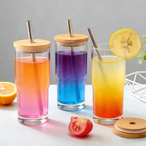 كوب زجاجي قابل لإعادة الاستخدام سعة 24 أونصة مع غطاء خشبي وقشة وغلاف سيليكون كامل - Product Image 5