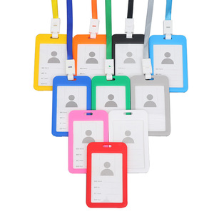 Porte-badge d'identification professionnel en plastique rigide coloré, simple face, avec cordon, pour personnel et école - Product Image 5