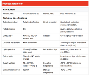 Lanbao 10-30vdc PNP no + NC đánh giá khoảng cách 5m M8 4-pin kết nối laser cảm biến quang điện - Product Image 5