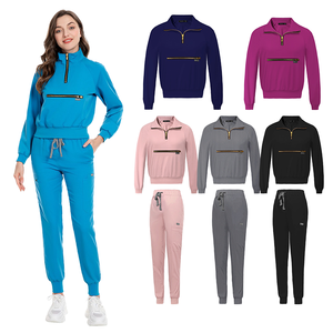 Diseño de moda de manga larga tela elástica mujeres Scrubs conjuntos de uniformes enfermera quirúrgica Scrub trajes médico Hospital uniforme - Product Image 3