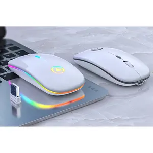 2020 Rechargeable 2.4Ghz Optical Gaming Wireless Mouse A2 Silent Mute LED Colorful Lights Computer