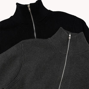 Suéter de Punto Holgado con Cuello Alto y Media Cremallera, Mezcla de Lana, Estilo Informal, Unisex, Prenda Exterior, Top de Punto con Cuello Alto y Media Cremallera - Product Image 5