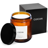 4oz 8oz 250g 500g Frasco de vela de vidrio grande de lujo de ámbar transparente de cara recta vacío con tapas para embalaje de velas de vidrio