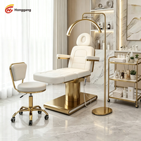Table de soin électrique réglable à 3 moteurs en acier inoxydable moderne de luxe, lit de soin esthétique pour les cils