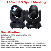 1 Unidad de Luz Móvil LED de 150W, DMX512, Activación por Sonido, para DJ, Discoteca, Bar, Bodas, Fiestas, Iluminación de Escenario