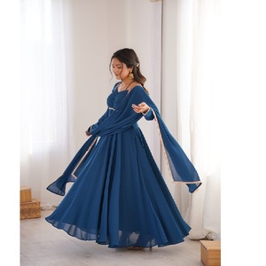 Georgette Fabric Anarkali Dress for Women Trendy Long <b>Flared</b> Anarkali Suit Indian Wedding Festival Wear Ladies Ethnic Clothing - Product Image 1