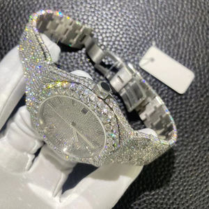 Orologio Automatico da Uomo di Alta Gamma Personalizzato con Diamanti Sintetici Incastonati a Mano e Moissanite su <span class=keywords><strong>Acciaio</strong></span> Inossidabile - Product Image 3