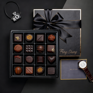 Подарочная коробка для шоколада класса люкс черного цвета с лентой, низкий MOQ, для изысканной упаковки элитных конфет и праздничных подарков - Product Image 3