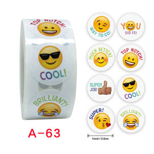 สติกเกอร์ม้วนขายส่ง ลายอิโมจิหน้ายิ้ม สติกเกอร์ให้กำลังใจ รางวัล ของเล่นเด็ก ตกแต่ง สติกเกอร์ติดฉลาก - Product Image 4