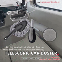 Outil de nettoyage automobile télescopique en plastique avec balayette et serpillière en microfibre nano pour voiture, avec brosses, fabriqué en Chine