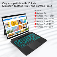 Clavier sans fil léger pour Microsoft Surface Pro 8 magic clavier tactile rétroéclairé avec fente pour stylo
