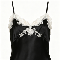 Chemise de nuit en dentelle noire pour femmes, vêtements de nuit sexy, mini robe douce et lisse, vêtements de maison confortables, lingerie romantique, cadeau