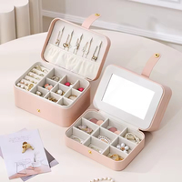 Boîte à bijoux avec tiroirs, boîte à bijoux avec poignée, boîte de rangement réglable pour bagues, boucles d'oreilles, colliers et bracelets