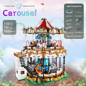 Mould <span class=keywords><strong>King</strong></span>-11011 parque de atracciones de Mking <span class=keywords><strong>Land</strong></span>, carrusel motorizado, iluminación de lujo, regalo para niños, bloques de construcción para montar - Product Image 4