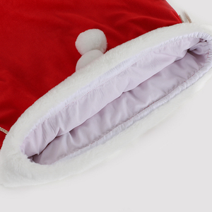 Grande Sacca Regalo in Velluto con Coulisse, Bordo in Finta Pelliccia Bianca, Chiusura con Pompon, Sacca di Babbo Natale con Cordino Intrecciato - Product Image 6