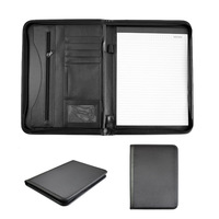 Carpeta de portafolios con cremallera extensible de cuero PU marrón A4, carpeta de documentos de currículum de negocios, estilo Manila