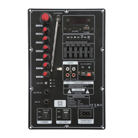 Module d'entrée audio pour guitare avec égaliseur 12V DC, amplificateur de puissance, 8 boutons de réglage (micro, écho, basses, aigus) et liaison stéréo sans fil