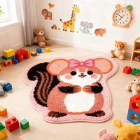 Tapis coréen moderne tissé à imprimé animal, épais, en microfibre écologique, floqué, moelleux, antidérapant, résistant à l'eau, lavable pour la maison