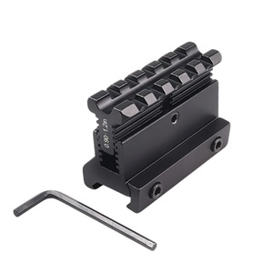 Height Adjustable 5 Slot Dual Row Riser Mount Base 60mm 21mm Tooth Rack Hex Screw Holds Red Dot Light Durable Black Finish - Product Image 4
