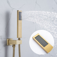 Système de douche encastré pour salle de bain, douche murale en céramique, robinet moderne de luxe en or carré