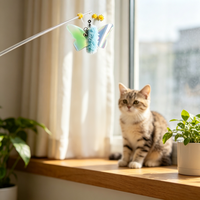 Jouet pour chat en forme de papillon avec plumes, bâton interactif moderne pour l'exercice et la stimulation des chats d'intérieur, OEM