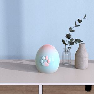 Benutzer definierte Haustier Asche Andenken Beerdigung Haushalts behälter Reiseroute Sarg Memorial Feuer bestattung Keramik Süße Pfote auf einem Ei Gradient Urne - Product Image 4