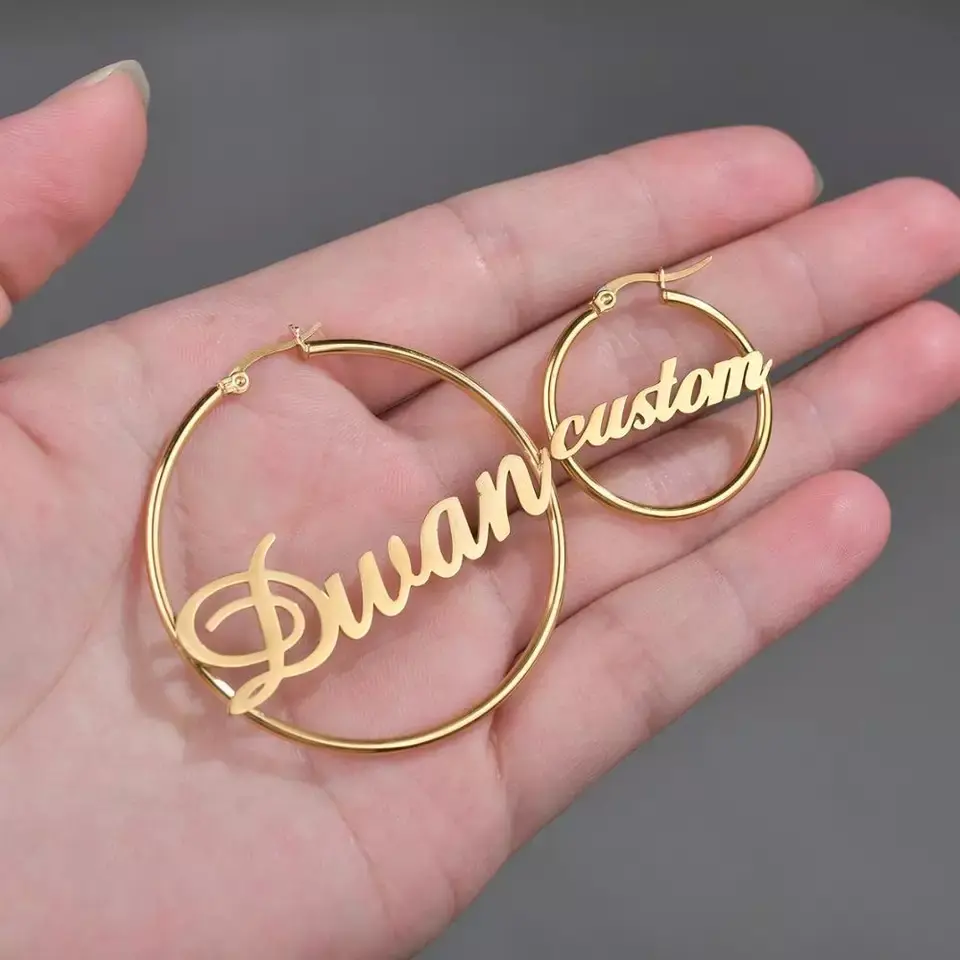 Drops hipping Edelstahl Custom Name Clip auf Ohrringe für Frauen Schmuck Geschenk