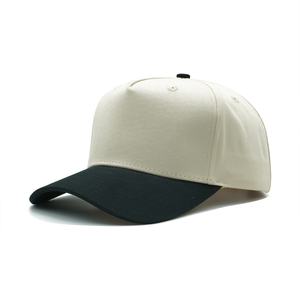 Two Tone 5 Panel Baseball <b>Cap</b> Custom Embroidery Logo <b>Vintage</b> Suede Brim Structured Sports Hat Unisex Blank <b>Cap</b> - Product Image 2