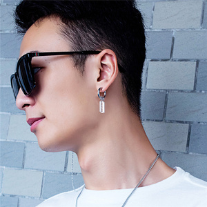 Pendientes de moda de acero inoxidable para hombres y niños, pendiente con colgante rectangular, diseño hueco tallado, gran oferta, <span class=keywords><strong>2021</strong></span> - Product Image 3