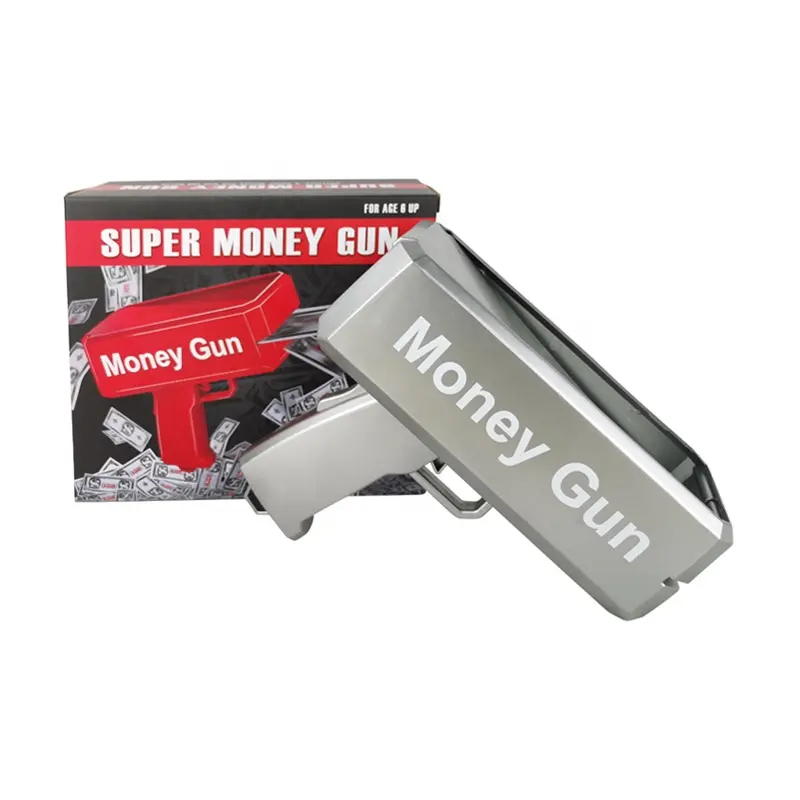 Kerstcadeau Speelgoed Pistool Geld Spray Cash Kanon Grijs Geld Gun