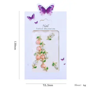 Decoraciones de manicura, corazón, flor, diamantes de imitación, tulipanes, forma de conejo, decoración artística de uñas, novedad