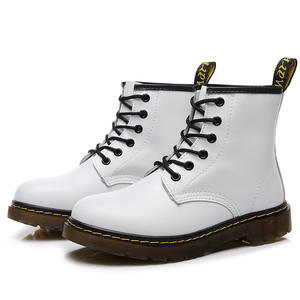 Stivaletti Bianchi in Morbida Pelle per <span class=keywords><strong>Donna</strong></span>, Stile Britannico Classico, 6 Fori, Vera Pelle, Allacciatura, <span class=keywords><strong>Tacco</strong></span> <span class=keywords><strong>Basso</strong></span>, <span class=keywords><strong>Stivali</strong></span> da Motociclista - Product Image 5