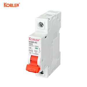 Автоматический выключатель KORLEN AC MCB KNB5-63 на DIN-рейку, PA66, 240В однофазный, 415В трехфазный, 6кА, CE CB - Product Image 1