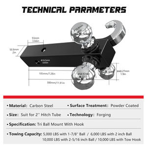 Ambull <span class=keywords><strong>Precio</strong></span> <span class=keywords><strong>de</strong></span> fábrica Venta superior Triple <span class=keywords><strong>bola</strong></span> ajustable <span class=keywords><strong>Remolque</strong></span> Enganche Tri <span class=keywords><strong>bola</strong></span> Receptor <span class=keywords><strong>Montaje</strong></span> con gancho - Product Image 2