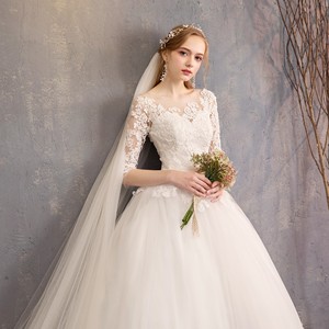 Robe de mariée en dentelle grande taille, style princesse simple, robes de mariée de rêve, robe de bal, robes de mariée brodées - Product Image 1