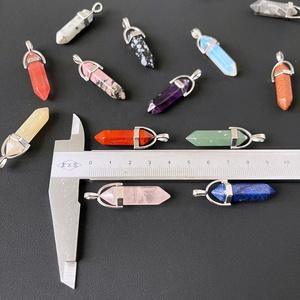 Collar Colgante de Doble Punta Hexagonal de Cristal Natural de Cuarzo <span class=keywords><strong>Aura</strong></span> Mixta para Fabricación de Joyas DIY, Venta Al por Mayor - Product Image 3