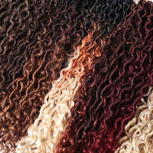 24 mèches de cheveux synthétiques bouclés blonds ombrés, faux locs ondulés au crochet avec extrémités bouclées, extensions de cheveux synthétiques de style bohème pour femmes noires - Product Image 5