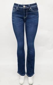 Jeans Svasati di Alta Qualità con Orlo Grezzo e Lavaggio Scuro per Donne Alte, Stile Western, per Feste e Serate, Consegna Rapida - Product Image 2