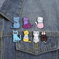 Mignon dessin animé chat chanteur Badges broche épinglette pour femmes vêtements sur sac à dos accessoires bijoux doux émail épinglette