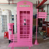 Londense telefooncel kunstbloemen bruiloft audio gastenboek telefooncel roze telefooncel voor bruiloftdecoratie