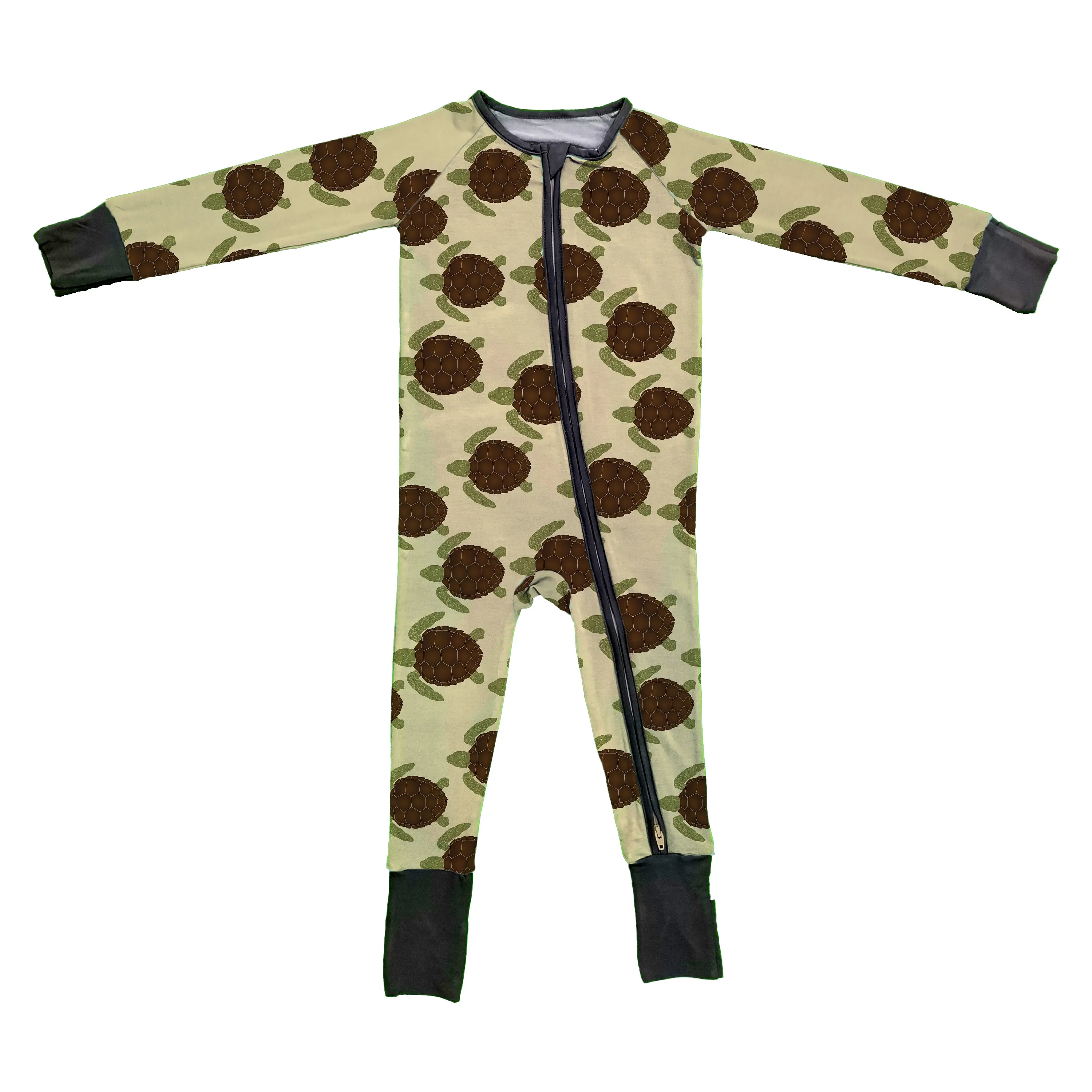 बच्चे के कपड़े वसंत शैली जम्पसूट बेबी 100% बांस फाइबर कछुए पाजामा थोक लंबी आस्तीन सोया रंग