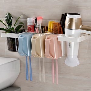Multifuncional plástico montado na paredeEscova de dentes segurar titular de amostras limpador Copo dispensador de pasta de <span class=keywords><strong>dent</strong></span> - Product Image 4