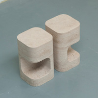 YDSTONE Table d'appoint en travertin Mobilier en marbre minimaliste moderne Table basse pour hôtel Villa Chambre moderne