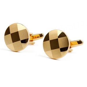 Mancuernillas Circulares con Patrón de Cruz Láser en Oro para Hombre, Gran Venta - Product Image 6