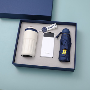Vente directe d'usine Logo personnalisé Parapluie A5 Boucle Cahier Cuir Cahier Stylo Powerbank Tasse à café Ensemble Cadeau d'affaires - Product Image 1