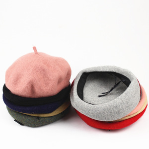 Beret Women 100% Wool Adjustable <b>Head</b> Circumference Casual Spring Autumn European <b>Style</b> Hat - Product Image 1