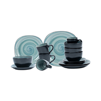 16 pièces ensemble de vaisselle en céramique peinte à la main vaisselle en grès durable populaire peinture à la main assiette bol tasse ensembles pour la Promotion