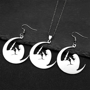 Orecchini <span class=keywords><strong>Luna</strong></span> Yoga da Donna, Gioielli in Acciaio Inossidabile, Collana con Ciondolo <span class=keywords><strong>Luna</strong></span> per Meditazione, Vendita all'Ingrosso - Product Image 1